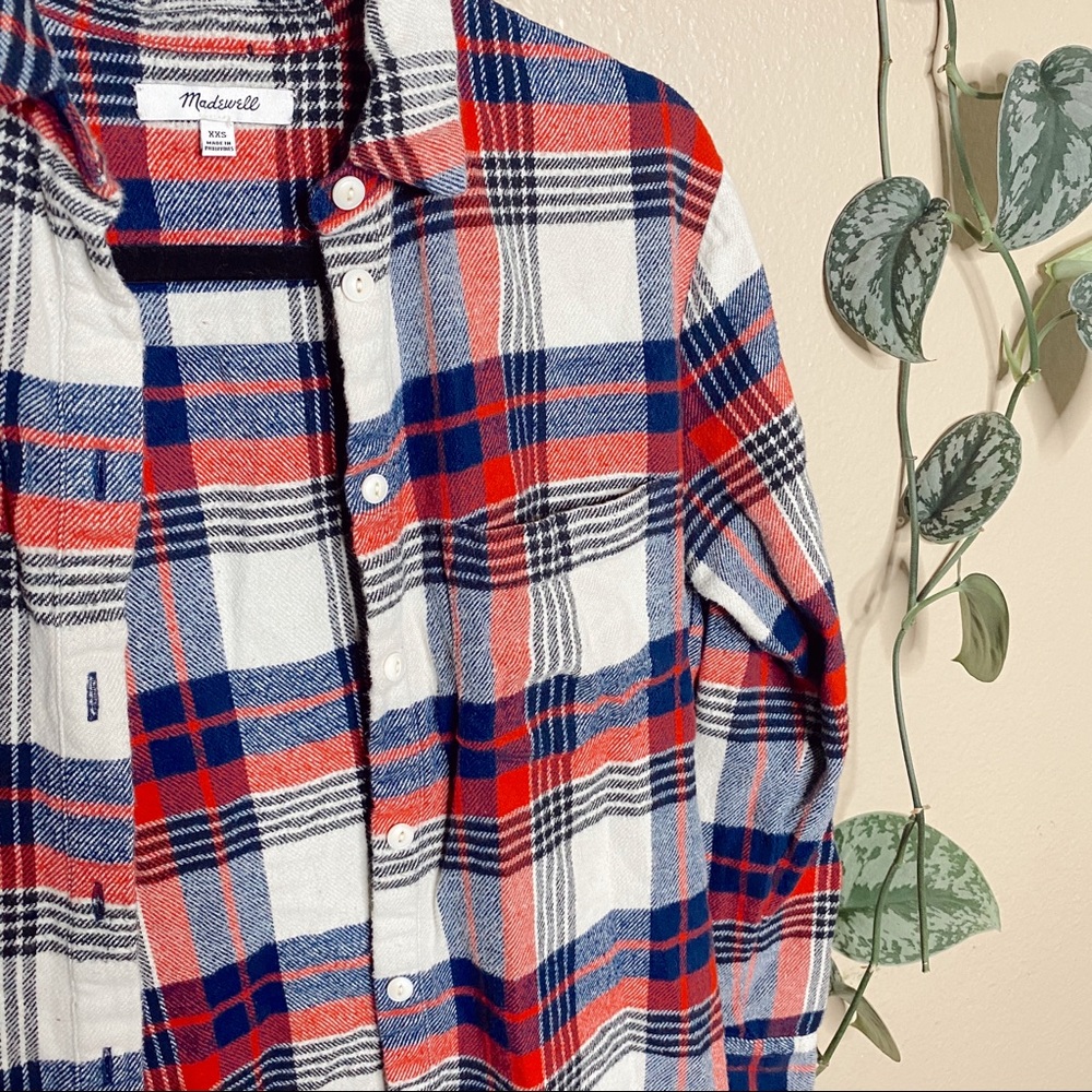 Madewell Red Plaid Flannel Long Sleeve - Picture 3 of 7